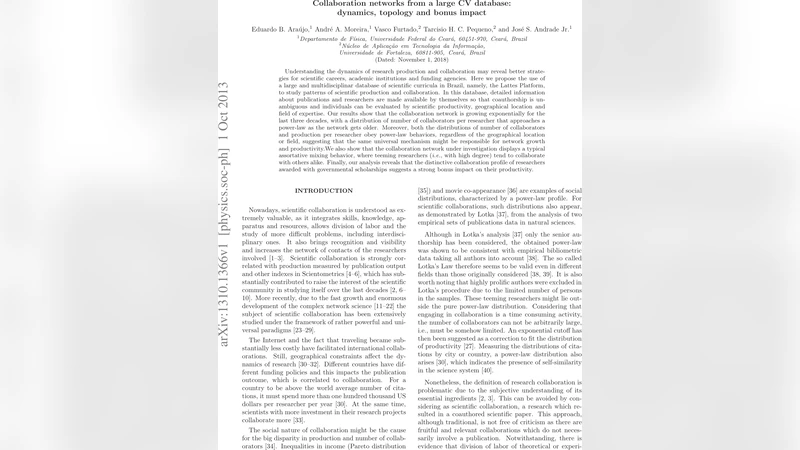 Collaboration networks from a large CV database: dynamics, topology and   bonus impact