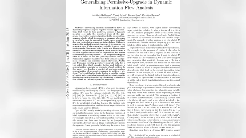 Generalizing Permissive-Upgrade in Dynamic Information Flow Analysis