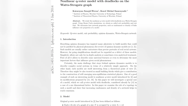 Nonlinear q-voter model with deadlocks on the Watts-Strogatz graph