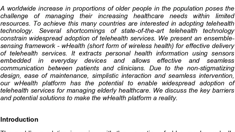 wHealth - Transforming Telehealth Services