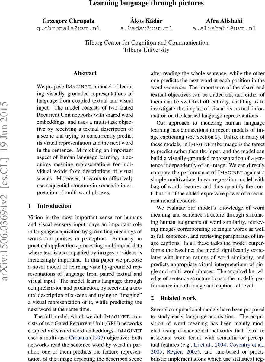 Learning language through pictures