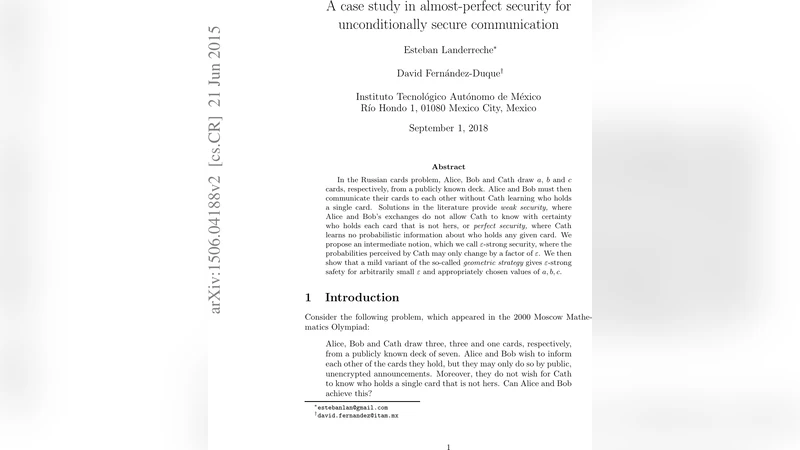 A case study in almost-perfect security for unconditionally secure   communication