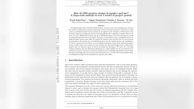 How do OSS projects change in number and size? A large-scale analysis to   test a model of project growth