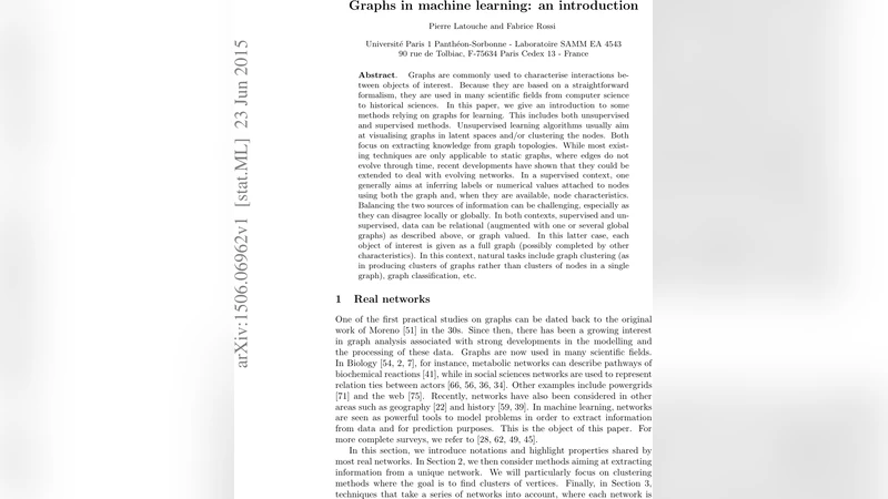 Graphs in machine learning: an introduction