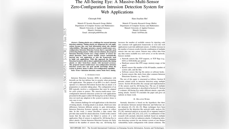 The All-Seeing Eye: A Massive-Multi-Sensor Zero-Configuration Intrusion   Detection System for Web Applications