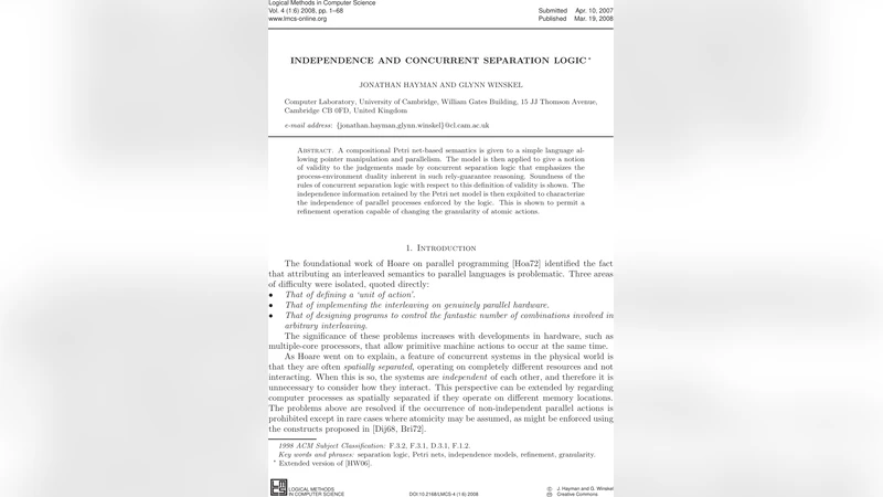 Independence and concurrent separation logic