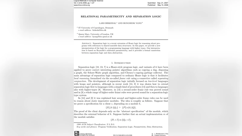 Relational Parametricity and Separation Logic