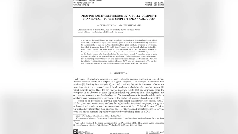 Proving Noninterference by a Fully Complete Translation to the Simply   Typed lambda-calculus