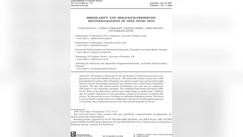 Bisimilarity and Behaviour-Preserving Reconfigurations of Open Petri   Nets