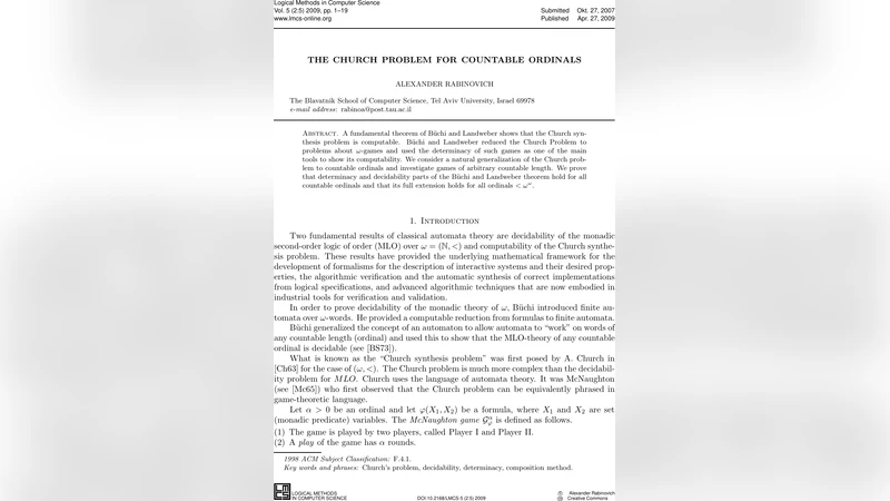 The Church Problem for Countable Ordinals