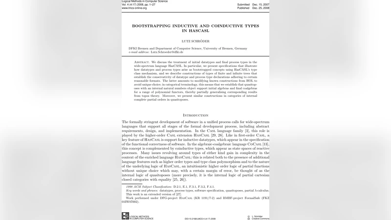 Bootstrapping Inductive and Coinductive Types in HasCASL