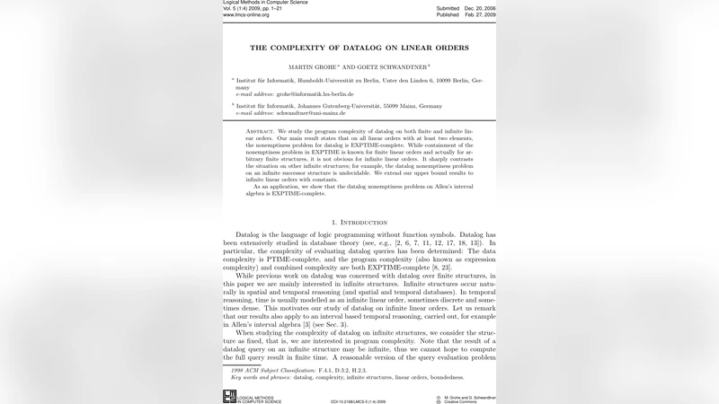 The Complexity of Datalog on Linear Orders