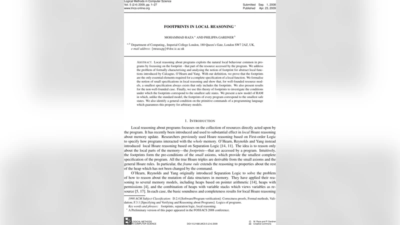 Footprints in Local Reasoning