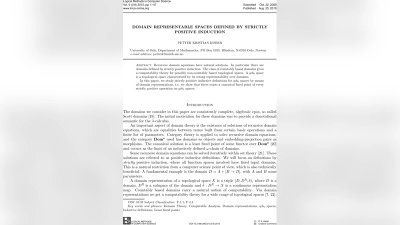Domain Representable Spaces Defined by Strictly Positive Induction