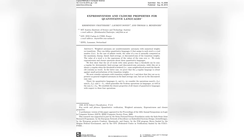 Expressiveness and Closure Properties for Quantitative Languages