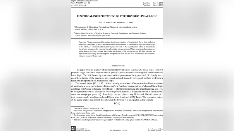 Functional Interpretations of Intuitionistic Linear Logic