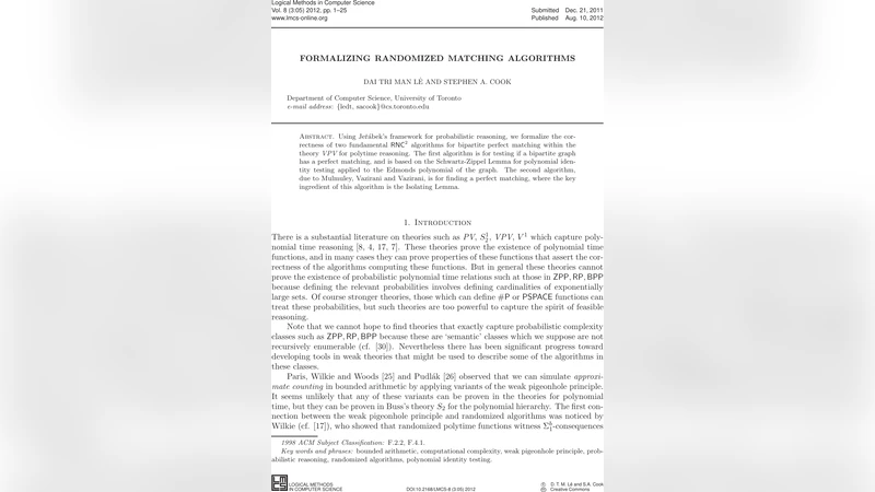 Formalizing Randomized Matching Algorithms