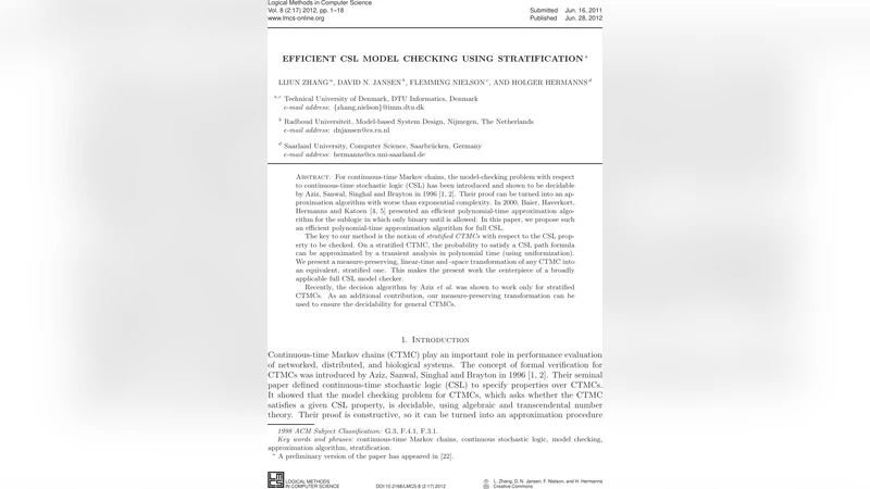 Efficient CSL Model Checking Using Stratification