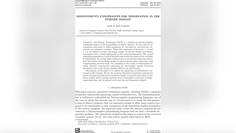 Monotonicity Constraints for Termination in the Integer Domain