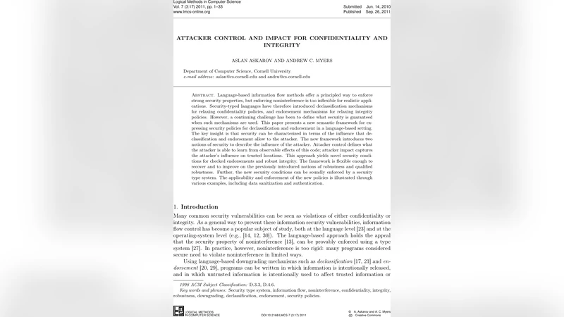 Attacker Control and Impact for Confidentiality and Integrity