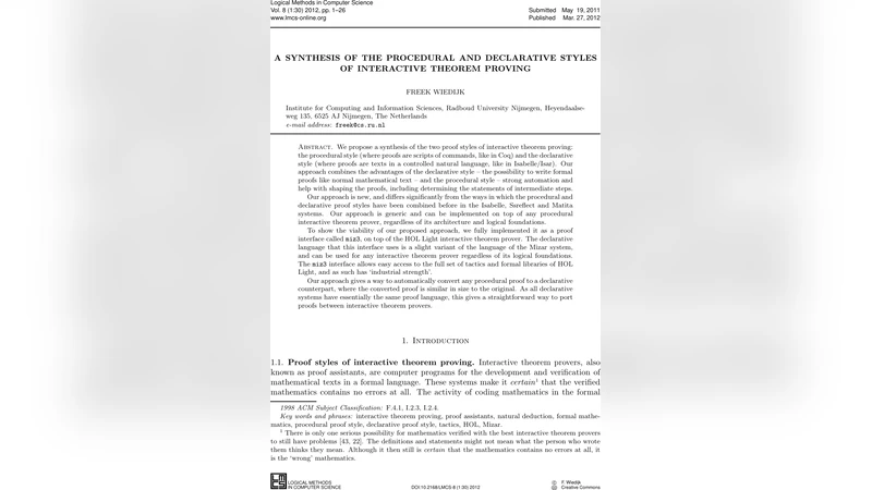 A Synthesis of the Procedural and Declarative Styles of Interactive   Theorem Proving