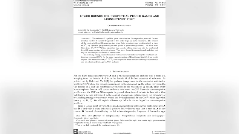 Lower Bounds for Existential Pebble Games and k-Consistency Tests