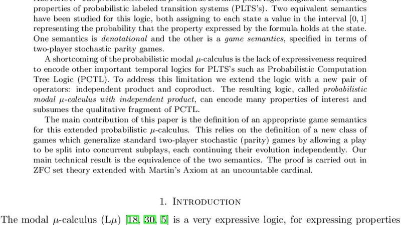 Probabilistic modal {mu}-calculus with independent product