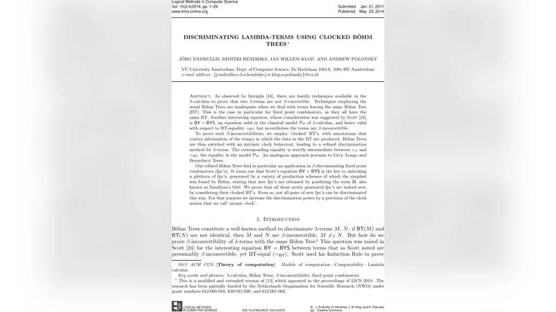 Discriminating Lambda-Terms Using Clocked Boehm Trees