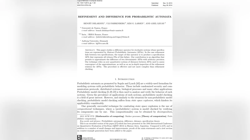 Refinement and Difference for Probabilistic Automata