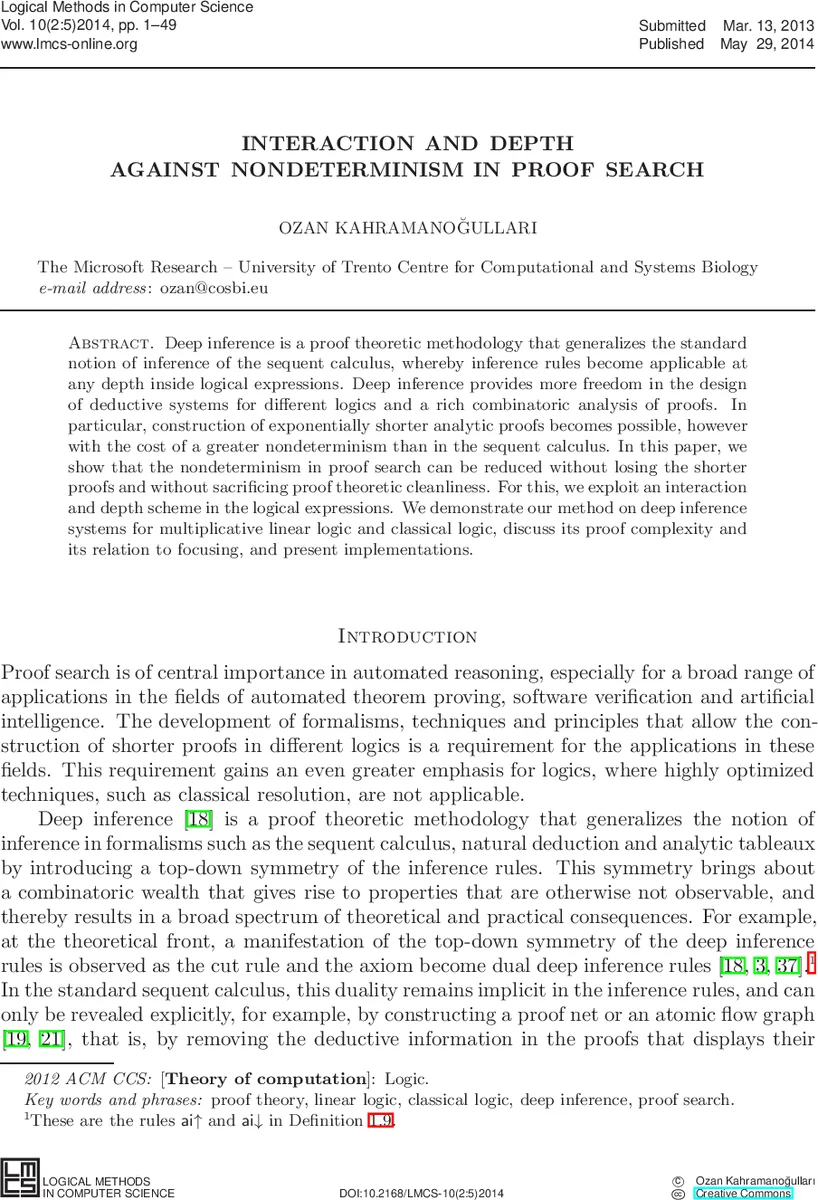 Interaction and Depth against Nondeterminism in Proof Search