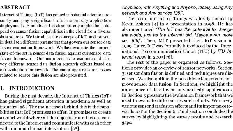 City Data Fusion: Sensor Data Fusion in the Internet of Things