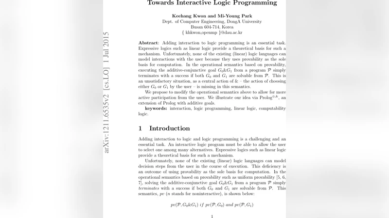 Towards Interactive Logic Programming