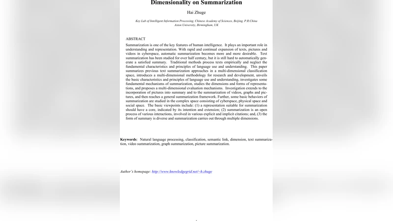 Dimensionality on Summarization