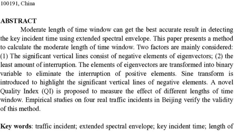 Traffic incident analysis on urban arterials using ESE: A method for   moderate length of time window