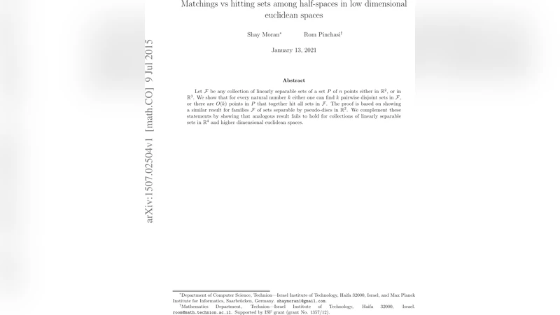 Matchings vs hitting sets among half-spaces in low dimensional euclidean   spaces