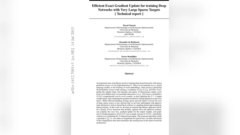 Efficient Exact Gradient Update for training Deep Networks with Very   Large Sparse Targets