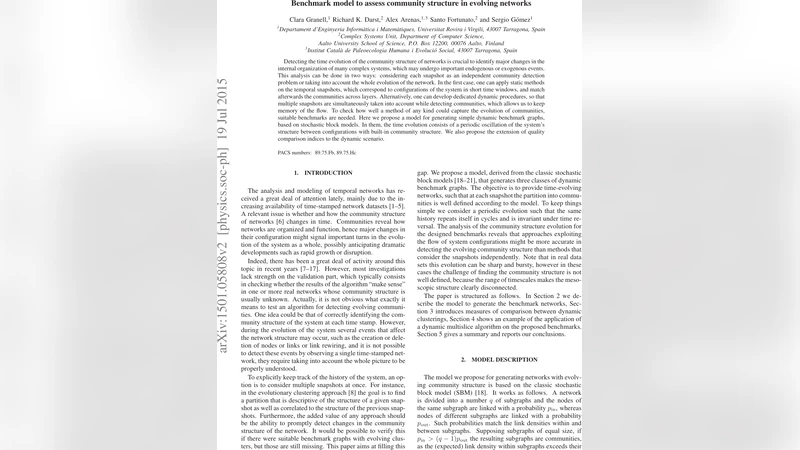 Benchmark model to assess community structure in evolving networks