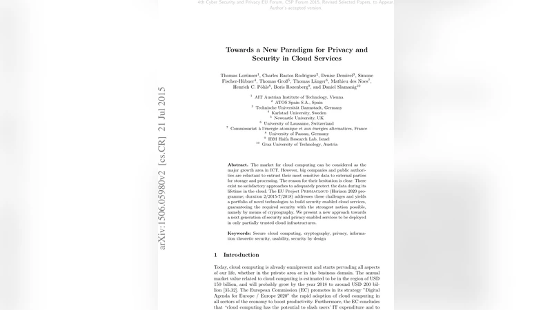 Towards a New Paradigm for Privacy and Security in Cloud Services