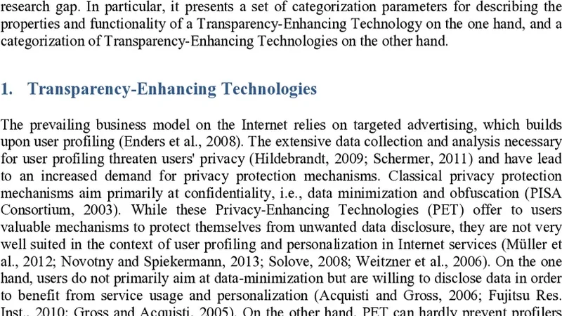 A Categorization of Transparency-Enhancing Technologies
