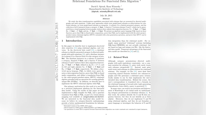 Relational Foundations For Functorial Data Migration