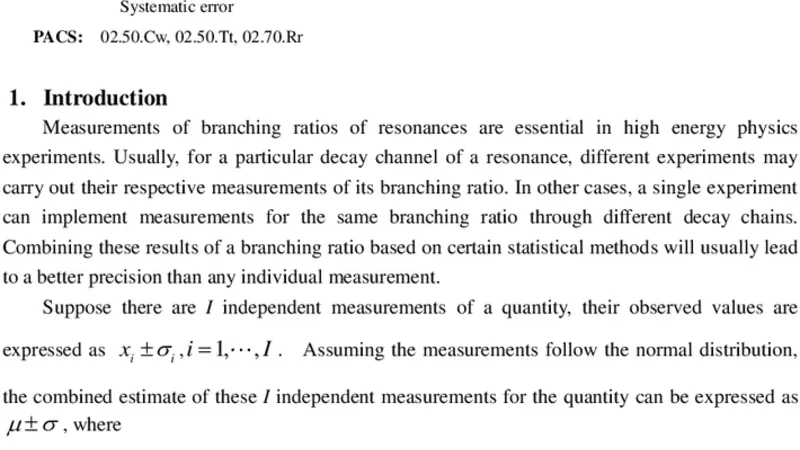 Combined estimation for multi-measurements of branching ratio