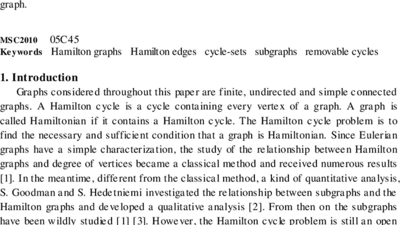 A New Property of Hamilton Graphs