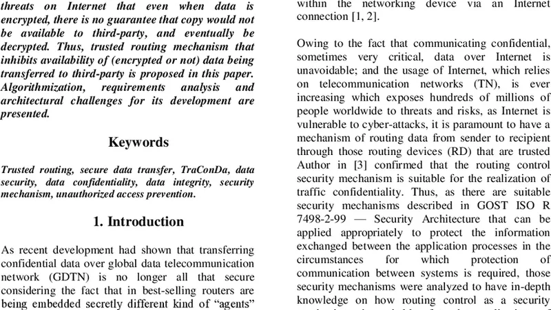 Algorithmization, requirements analysis and architectural challenges of   TraConDa