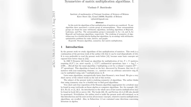 Symmetries of matrix multiplication algorithms. I