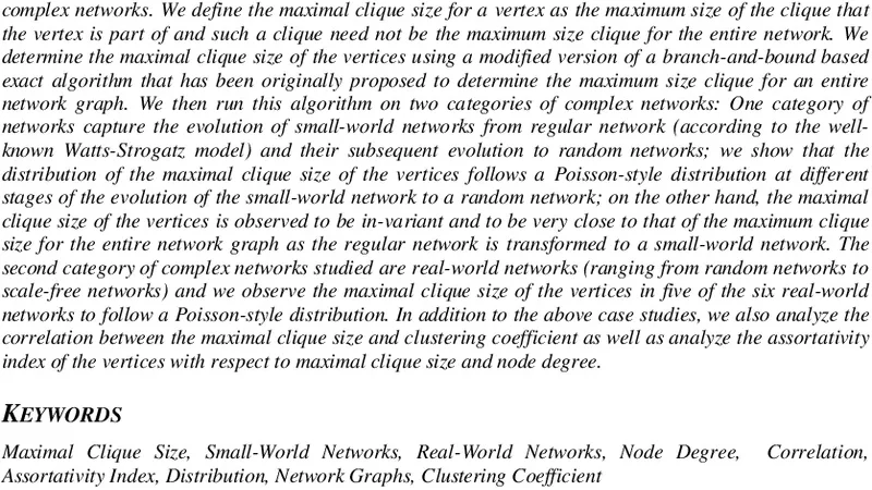 Distribution of maximal clique size of the vertices for theoretical   small-world networks and real-world networks