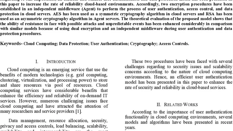 A Reliable User Authentication and Data Protection Model in Cloud   Computing Environments