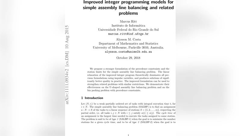 Improved integer programming models for simple assembly line balancing   and related problems