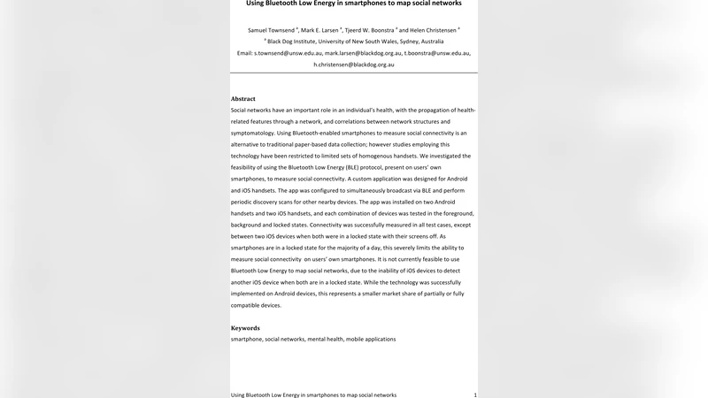 Using Bluetooth Low Energy in smartphones to map social networks