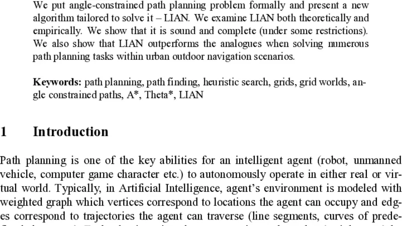 Grid-based angle-constrained path planning