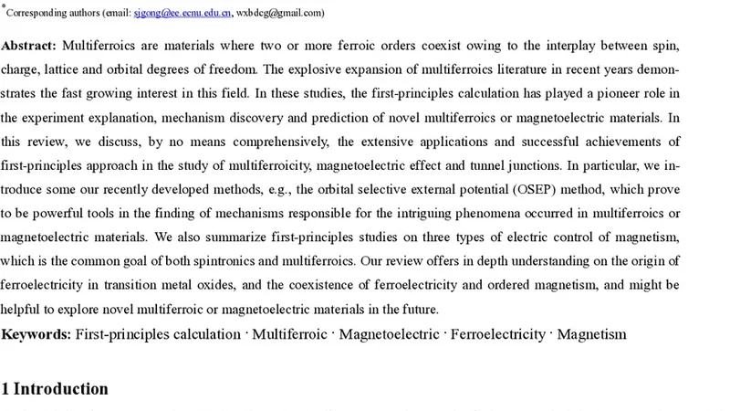 First-principles studies of multiferroic and magnetoelectric materials